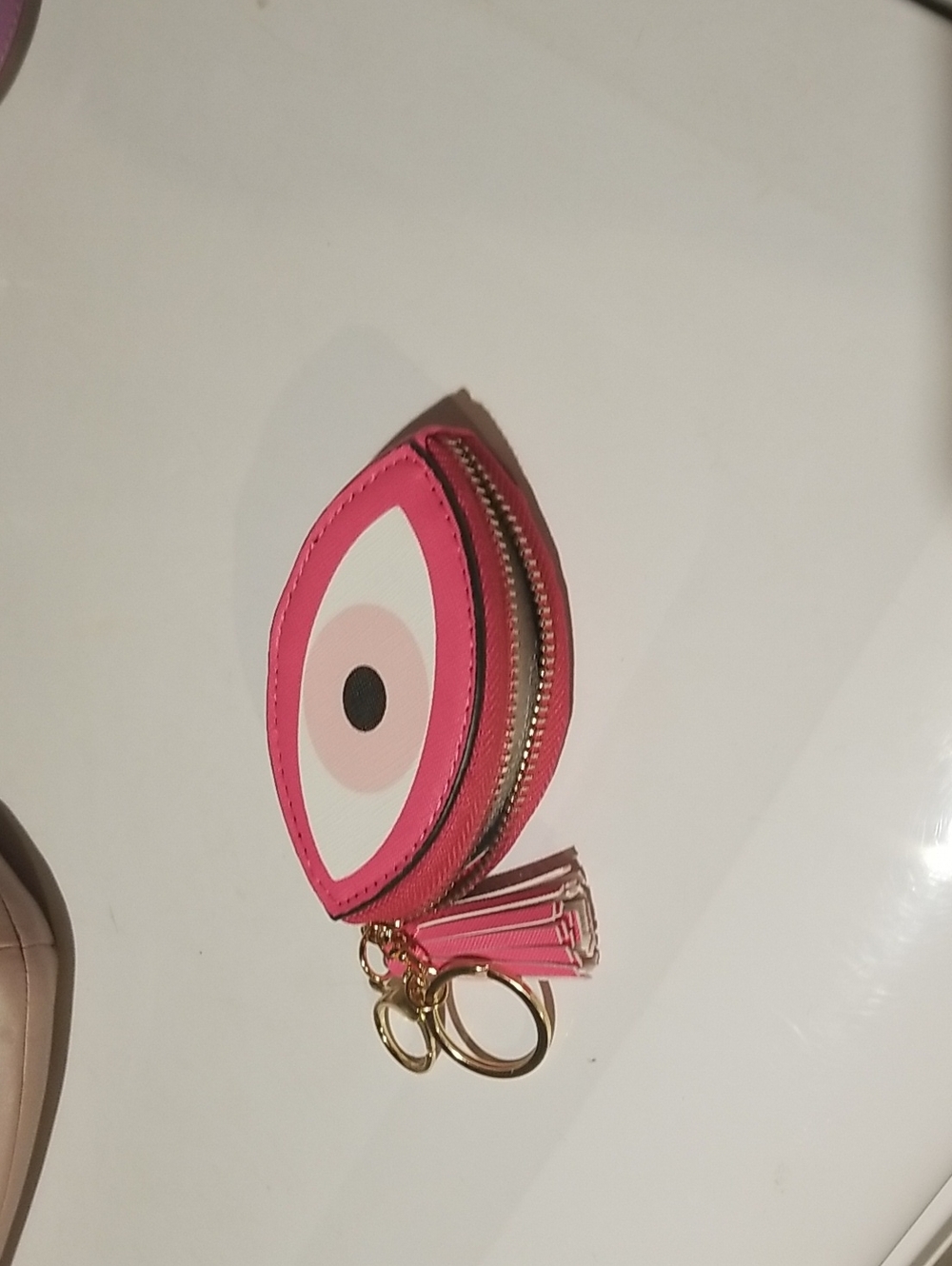 Pink Eye Coin Pouch Keyring with Tassel